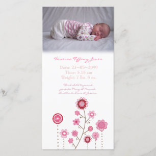 Baby Girl Birth Ankündigung Foto Card Vorlage