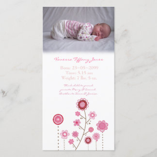Baby Girl Birth Ankündigung Foto Card Vorlage