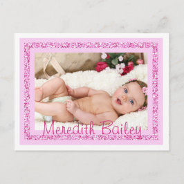 Baby Girl Birth Ankündigung Postcard
