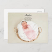 Baby Girl Birth Ankündigung Postkarte (Vorne/Hinten)