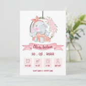 Baby Girl Birth Annoucement Ankündigung (Stehend Vorderseite)