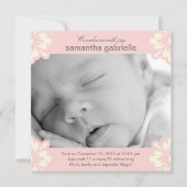 Baby Girl Birth Announcement - Blumenecken Ankündigung (Vorderseite)