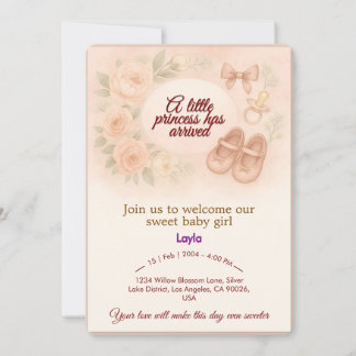 Baby Girl Birth Announcement Card Einladung