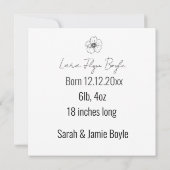 "Baby Girl Birth Announcement Card Pink Heart" Einladung (Rückseite)