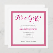 Baby Girl Birth Announcement Classic Style Pink A2 Einladung (Vorne/Hinten)