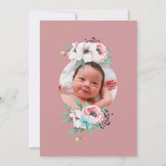 Baby Girl Birth Announcement  Einladung (Rückseite)