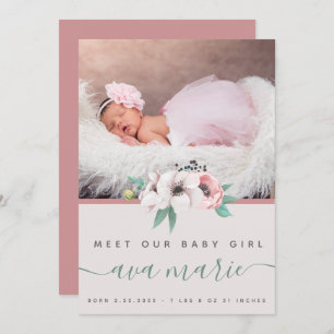Baby Girl Birth Announcement  Einladung