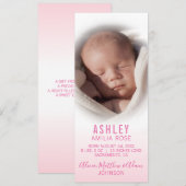 Baby Girl Birth Announcement Gedicht | FOTO Ankündigung (Vorne/Hinten)