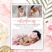Baby Girl Birth Announcement Photo Collage Card Ankündigung
