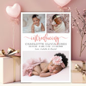 Baby Girl Birth Announcement Photo Collage Card Ankündigung