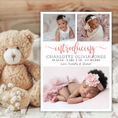 Baby Girl Birth Announcement Photo Collage Card Ankündigung