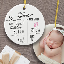 Baby Girl Birth Announcement Photo Name Stats Keramik Ornament