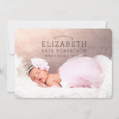 Baby Girl Birth Announcement Pink Foto Card Einladung (Vorderseite)
