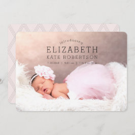 Baby Girl Birth Announcement Pink Foto Card Einladung