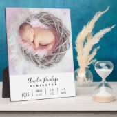 Baby Girl Birth Stats Foto Plaque Fotoplatte (Seite)
