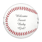 Baby Girl Birth Stats Keepake Baseball (Vorderseite Links)