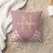 Baby Girl Birth Stats Monogram Kinderzimmer Kissen (Decke)