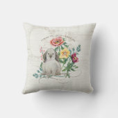 Baby Girl Birth Stats Name Nursery Floral Rabbit Kissen (Rückseite)