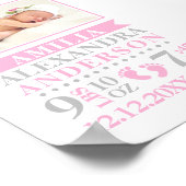 Baby Girl Birth Stats Record Keepake Kinderzimmer Poster (Ecke)