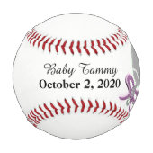 Baby Girl Birth Stats Silver Pink Rattle Baseball (Vorderseite)