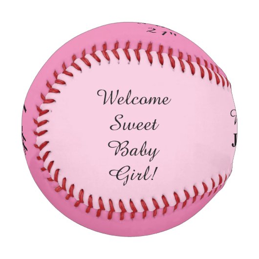 Baby Girl Birth Stats Yellow Ducky Baseball (Vorderseite Links)
