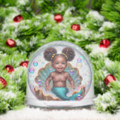 Baby Girl Birthday Dark Skin Mermaid Schneekugeln (Weihnachten)