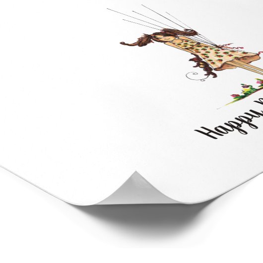 Baby Girl Birthday Fingerprint Gäestbook Poster (Ecke)