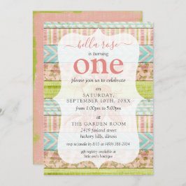 Baby Girl Birthday Shabby Rose Hütte Custom Age Einladung