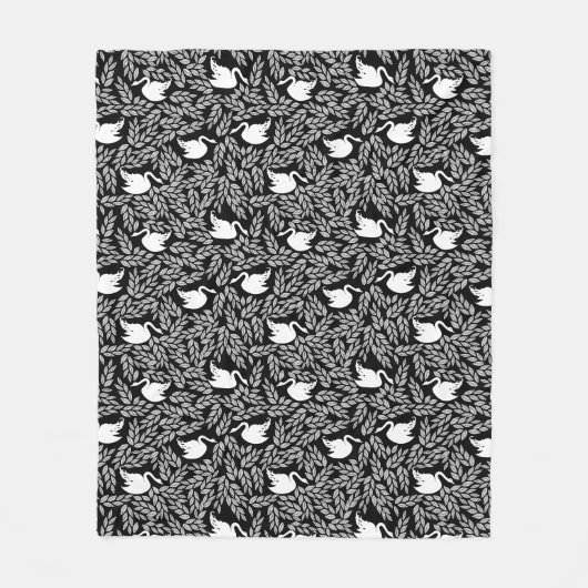 Baby Girl Black and White Swan Muster Fleecedecke (Vorderseite)