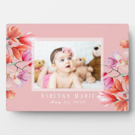 Baby Girl Bloral Rosa Custom Foto Plaque Fotoplatte