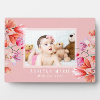 Baby Girl Bloral Rosa Custom Foto Plaque Fotoplatte