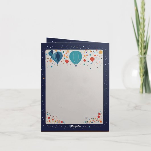 Baby Girl Blue Baloons feiern Babydusche Einladung (Rückseite)