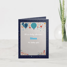 Baby Girl Blue Baloons feiern Babydusche Einladung