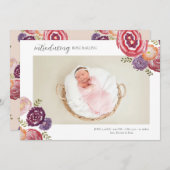 Baby Girl Blume Geburtsankündigung Postkarte (Vorne/Hinten)