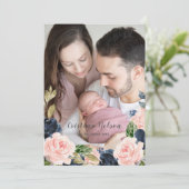 Baby Girl Blush Pink Neugeborene Ankündigung (Stehend Vorderseite)