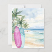 Baby Girl Board surfboard Baby Shower invitation (Rückseite)