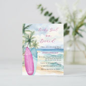 Baby Girl Board surfboard Baby Shower invitation (Stehend Vorderseite)