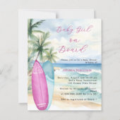 Baby Girl Board surfboard Baby Shower invitation (Vorderseite)