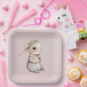 Baby Girl Boho Bunny on Gingham Pappteller (Party)