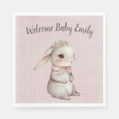 Baby Girl Boho Bunny on Gingham Serviette (Vorderseite)