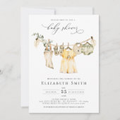 Baby Girl Boho Greenery Rustic Baby Shower Einladung (Vorderseite)