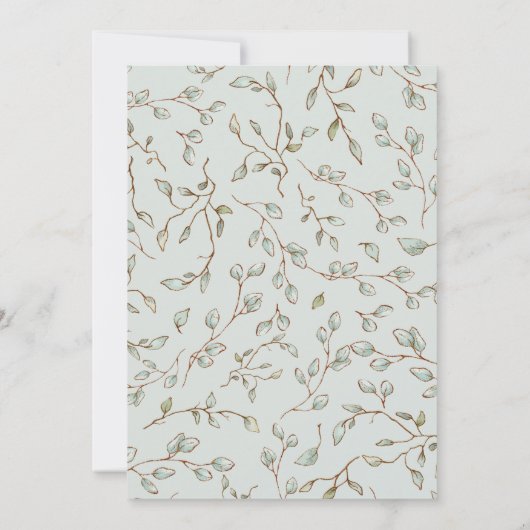 Baby Girl Boho Greenery Rustic Einladung (Rückseite)