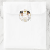 Baby Girl Boy Twins Communion Taufe Gold Cross Runder Aufkleber (Tasche)