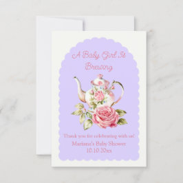 Baby Girl braut Blumentee Party Babydusche Dankeskarte