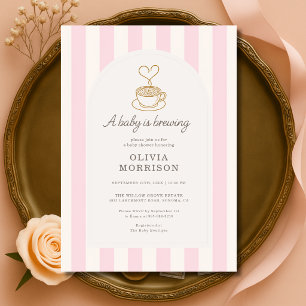 Baby Girl braut Kaffee Rosa Babyparty-Einladung Einladung