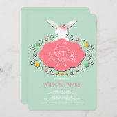 Baby Girl Bunny Oster Einladung (Vorne/Hinten)