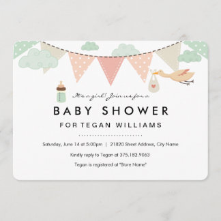 Baby Girl Bunting | Babyparty-Einladung Einladung