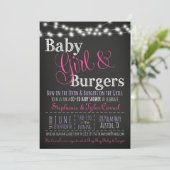 Baby Girl Burgers GRILLEN Shower Einladung Book Ca (Stehend Vorderseite)