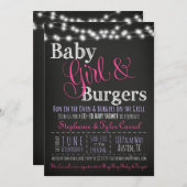 Baby Girl Burgers GRILLEN Shower Einladung Book Ca (Vorne/Hinten)