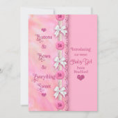 Baby Girl Buttons und Bows Pink Ankündigung (Vorderseite)